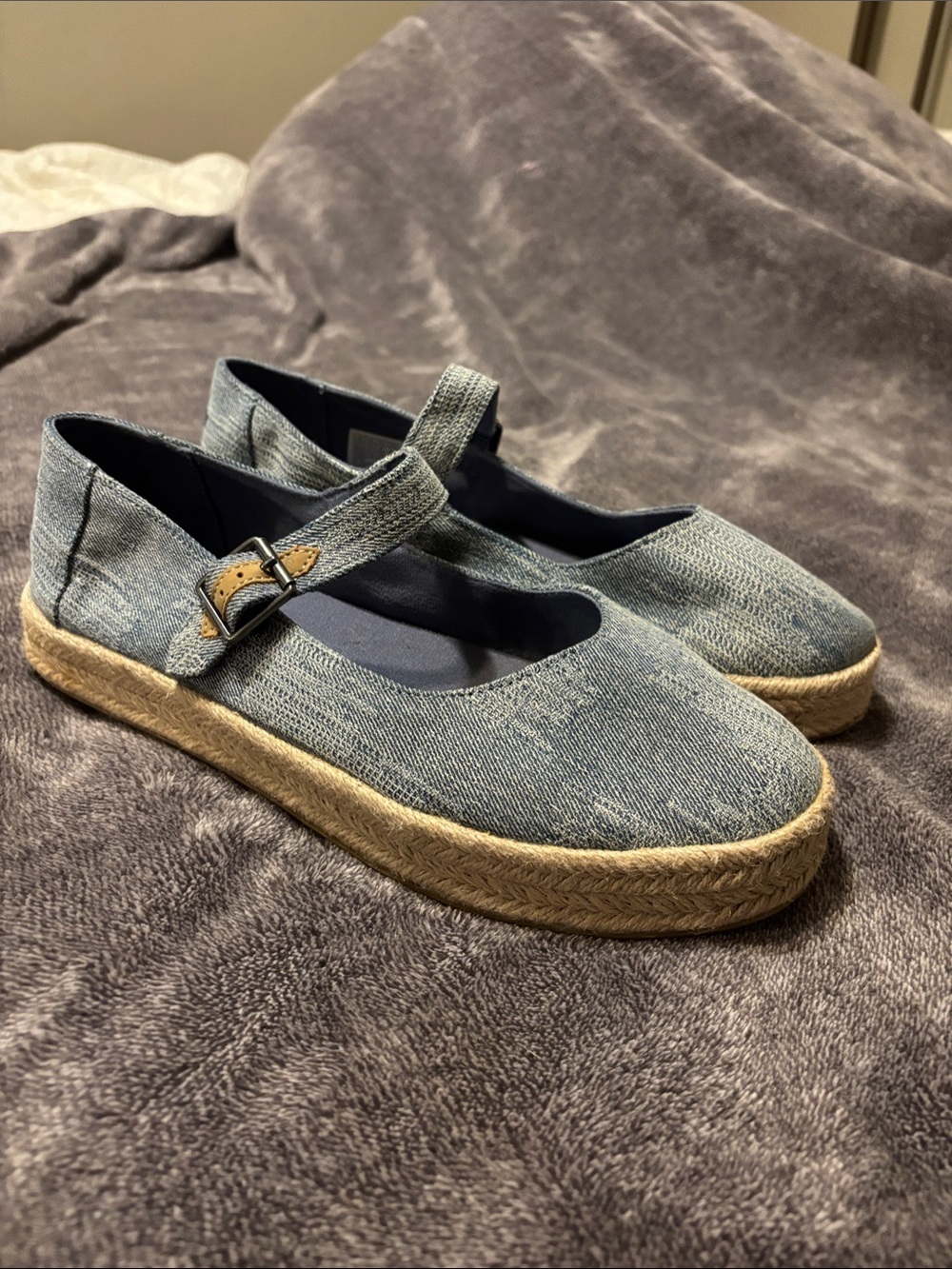 Toms Denim Mary Jane Espadrilles - Blue